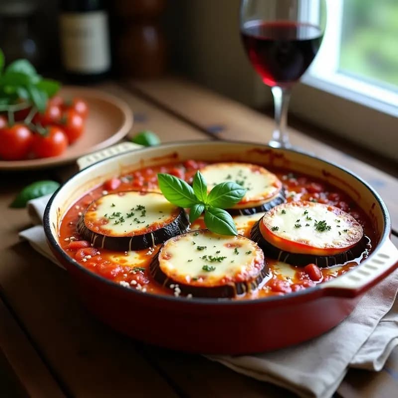 Parmigiana de Berenjena y Queso Mozzarella: Gratinado Italiano en 35 Minutos
