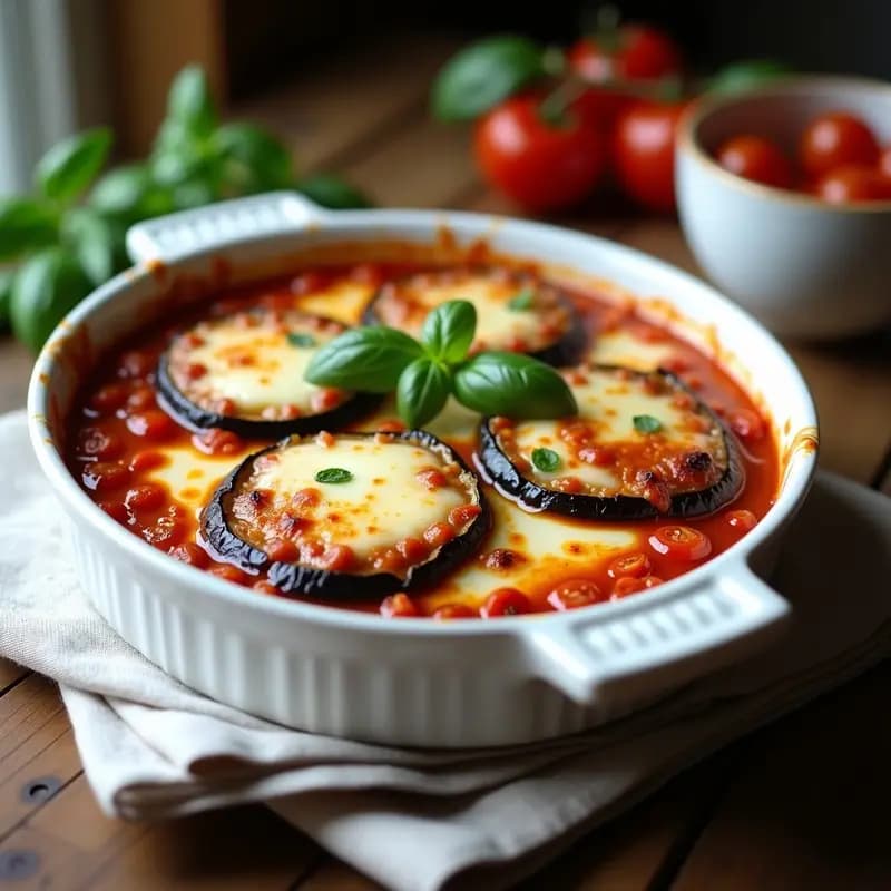 Parmigiana de Berenjena y Tomates Secos: Receta Italiana Vegana con Queso de Cashew y Albahaca