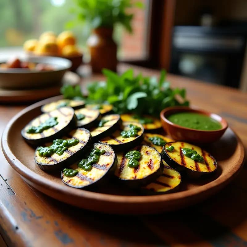 Parrillada de Berenjena y Calabacín con Chimichurri: Receta Argentina Vegana en Grill