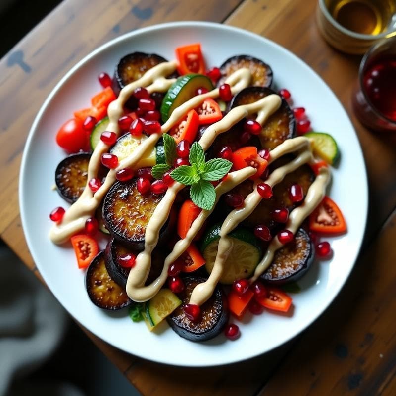 Parrillada de Verduras con Aderezo de Tahini y Granado: Receta Árabe en Airfryer