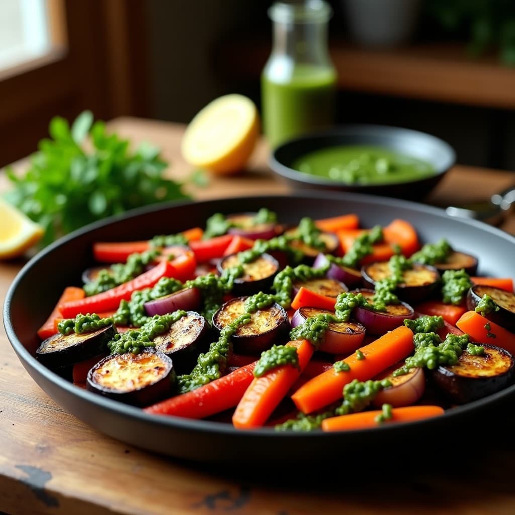 Parrillada de Verduras con Chimichurri de Perejil: Receta Argentina Vegana en Horno