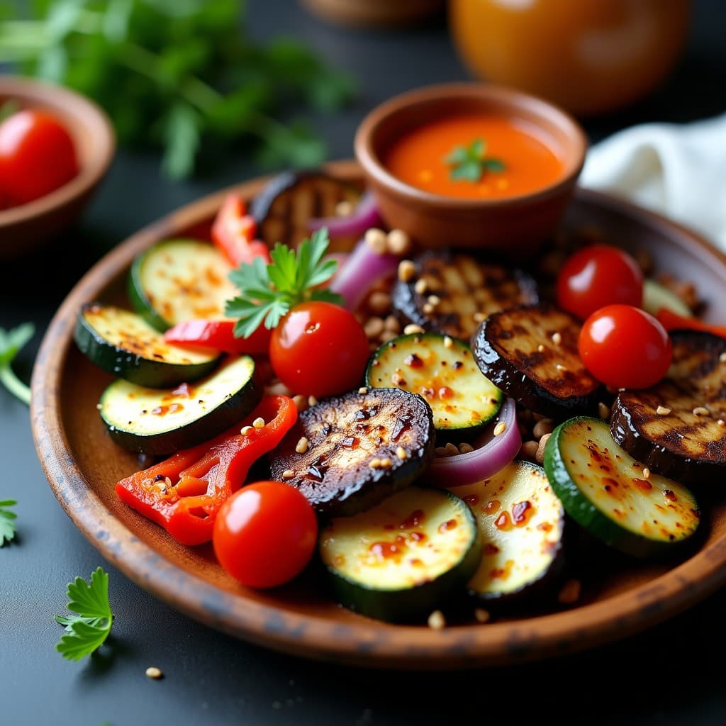 Parrillada de Verduras con Romesco de Almendras: Receta Catalana en Airfryer Sin Aceite