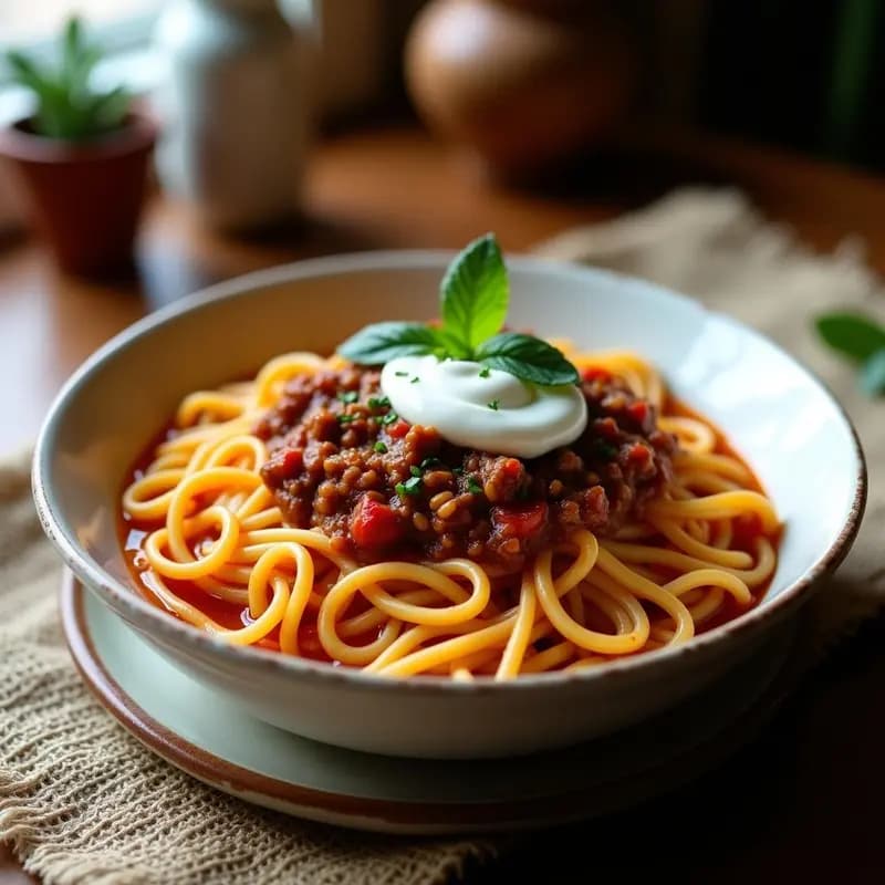 Pashta Afghan de Fideos y Carne: Receta Tradicional con Salsa de Tomate
