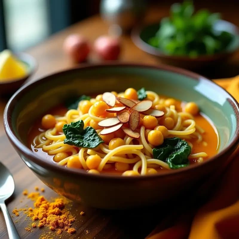 Pashta Afgana con Fideos y Garbanzos: Receta Vegana y Especiada