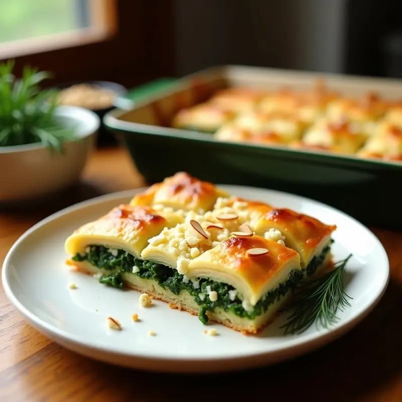 Pashti de Espinacas y Queso Feta: Receta Albanesa en Phyllo Crujiente y Sin Gluten
