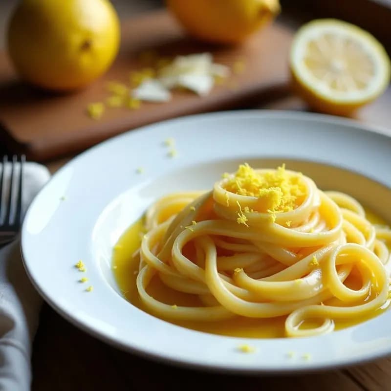 Pasta al Limone con Ralladura de Catedral y Azafrán: Receta Italiana Gourmet en 15 Minutos