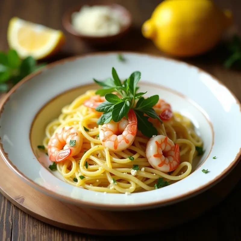Pasta al Limone con Gamberones y Rúcula: Receta Italiana Cremosa Sin Nata