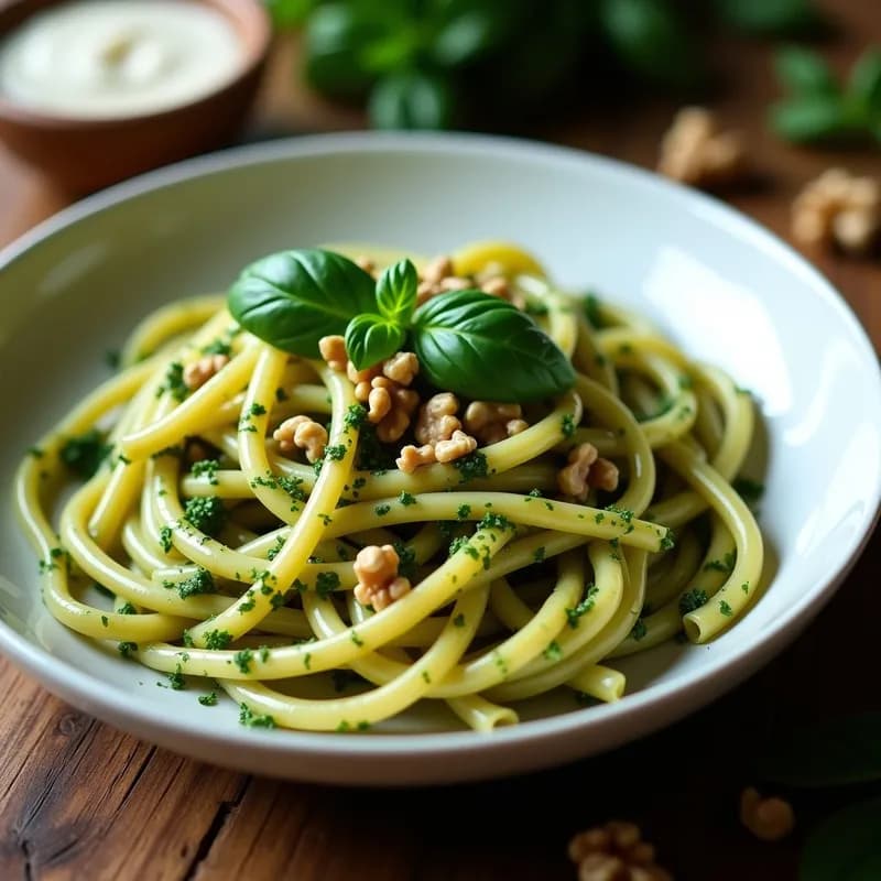 Pasta al Pesto de Espinacas y Nueces: Receta Vegana y Alta en Hierro en 15 Minutos