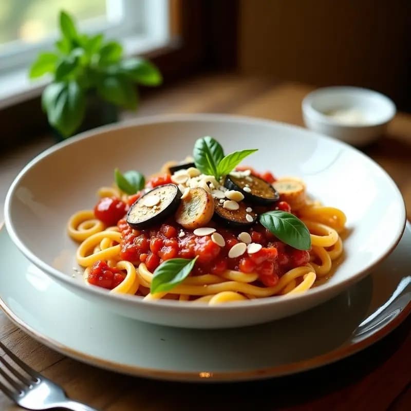 Pasta alla Norma con Berenjena Asada: Receta Siciliana Sin Lactosa
