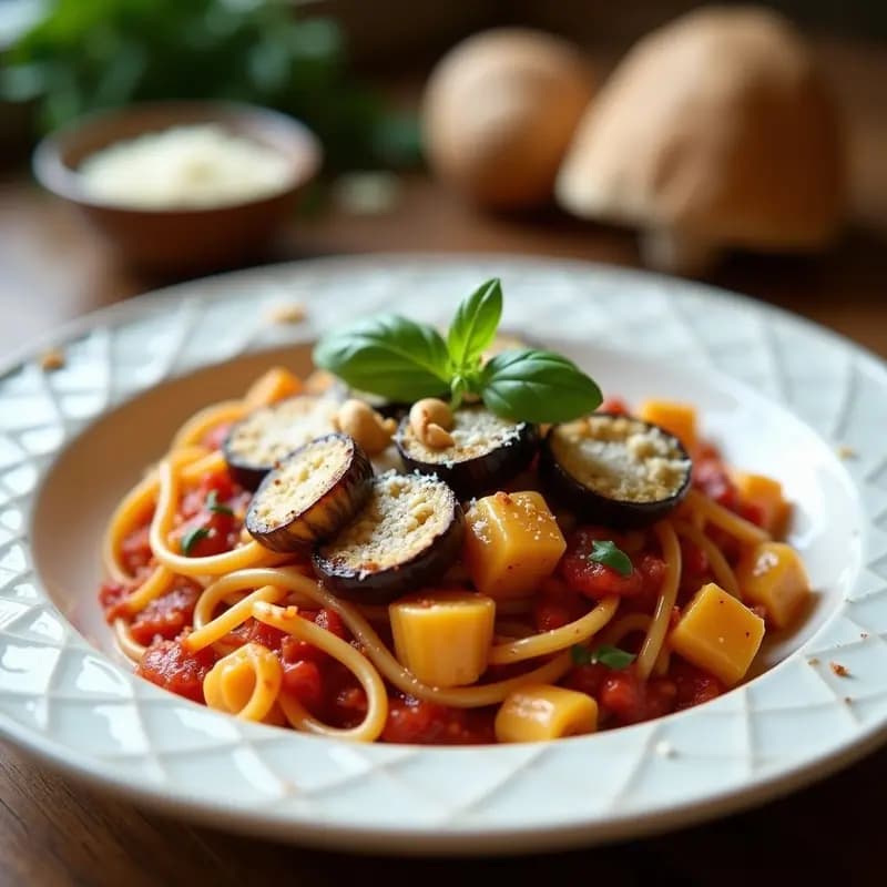 Pasta alla Norma con Berenjena y Queso Ricotta: Receta Sicilia Sin Gluten y Vegetariana