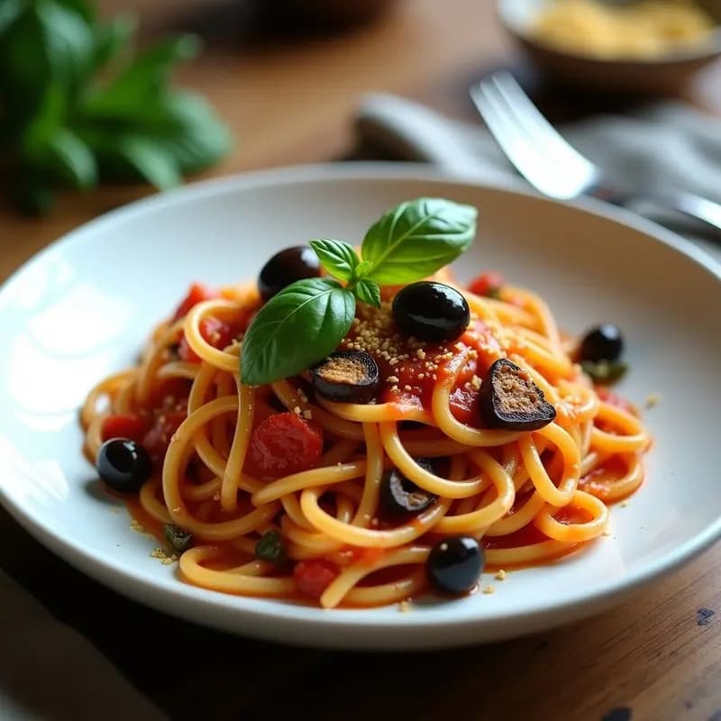 Pasta alla Norma con Berenjena Ahumada: Receta Italiana Vegana y Sin Queso