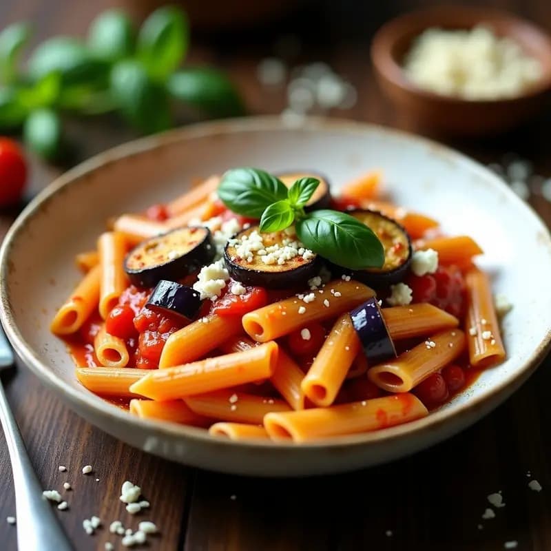 Pasta alla Norma con Berenjenas Asadas: Receta Italiana Vegetariana y Sin Lactosa