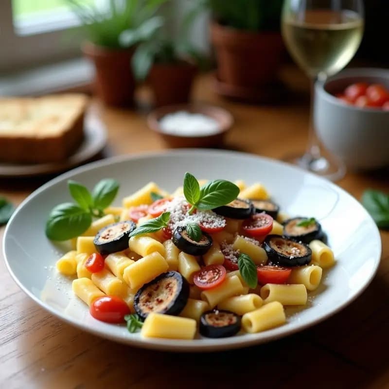 Pasta alla Normana con Berenjena y Ricotta: Receta Siciliana Tradicional