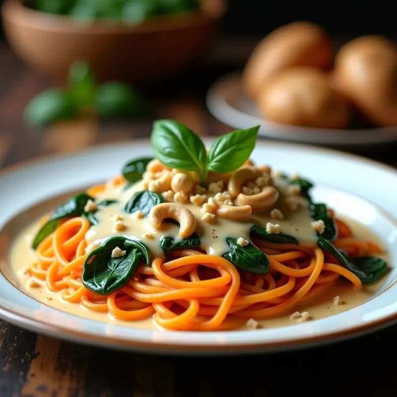 TikTok Pasta de Boniato y Espinacas: Receta Viral Italiana con Salsa de Anacardos
