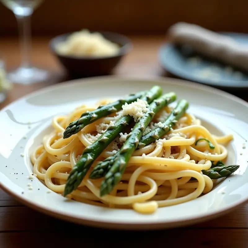 Pasta Cacio e Pepe con Espárragos: Receta Romana Tradicional en 15 Minutos