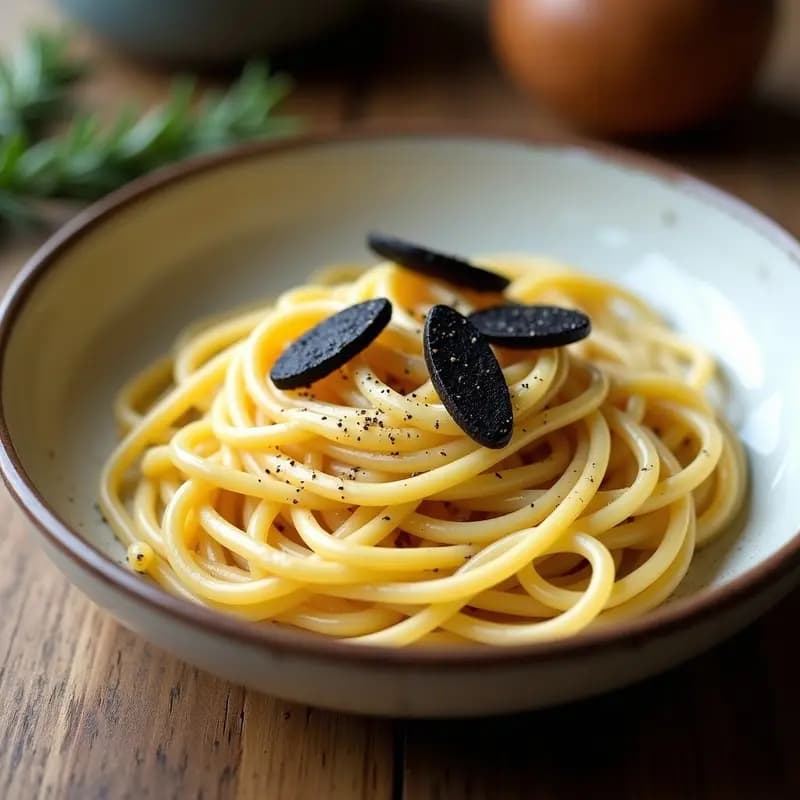 Pasta Cacio e Pepe con Trufa Negra: Receta Italiana de 3 Ingredientes en 15 Minutos