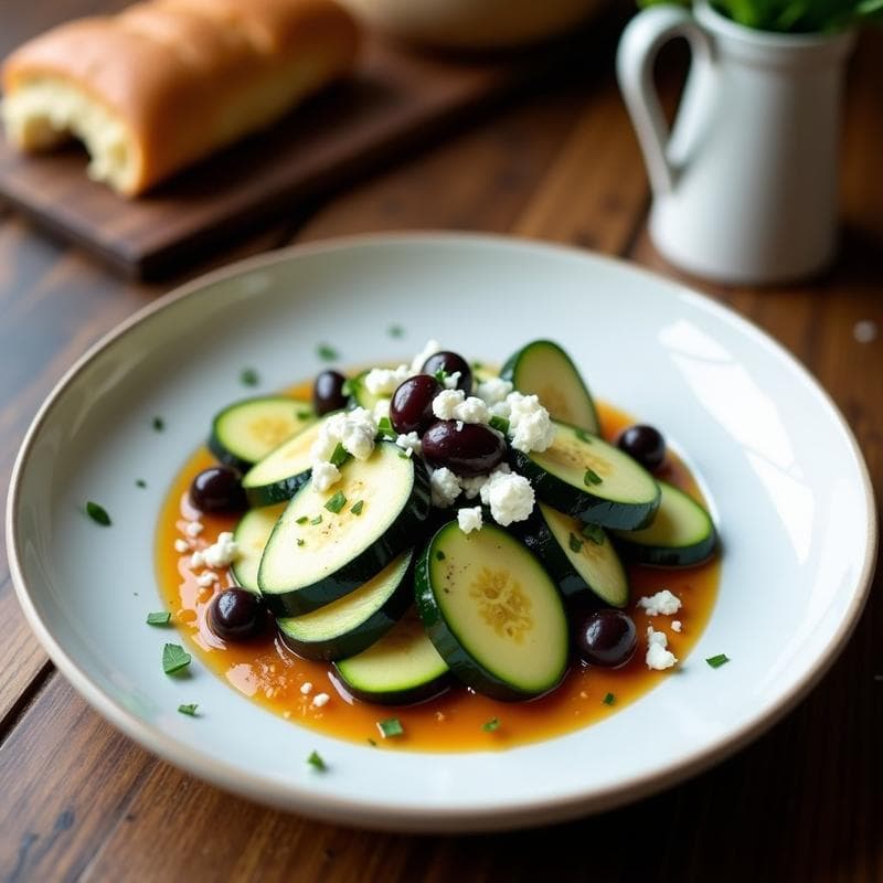 Pasta de Calabacín con Aceitunas Kalamata y Queso Feta: Receta Griega Keto