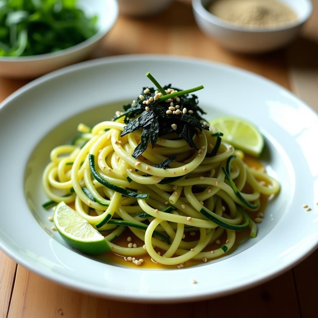 Pasta de Calabacín con Algas Nori y Semillas de Sésamo: Receta Sin Gluten y Baja en Calorías