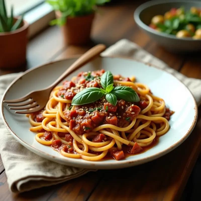 Pasta de Calabacín con Bolonhesa de Champiñones y Tomates Secos: Receta Italiana Keto