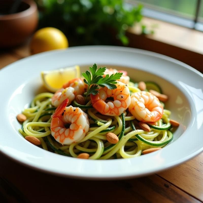 Pasta de Calabacín y Gamberas al Ajillo: Receta Low Carb en Sartén en 12 Minutos
