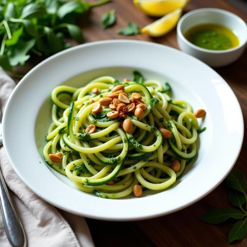 Pasta de Calabacín con Pesto de Rúcula: Receta Keto y Sin Gluten en 15 Minutos