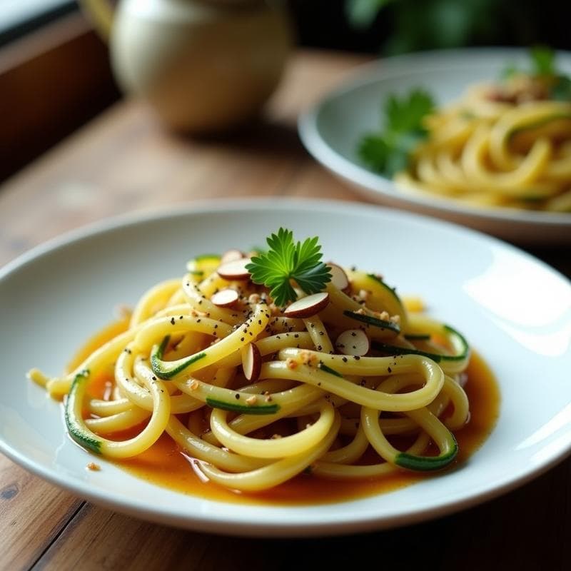Pasta de Calabacín con Salsa de Anchoas y Alcaparras: Receta Low Carb en 15 Minutos