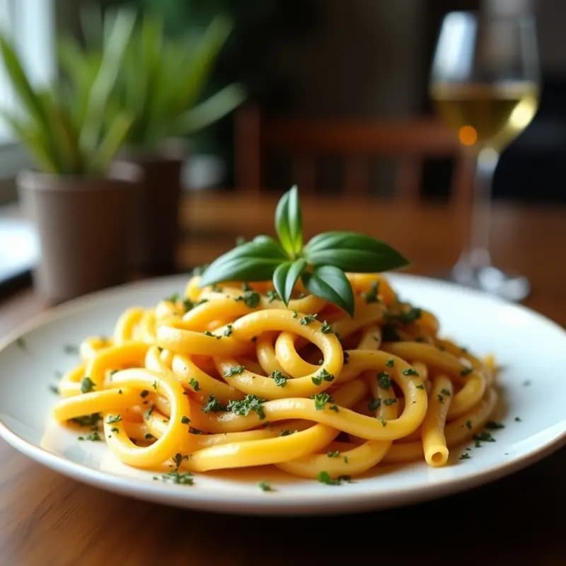 Pasta de Calabaza Butternut con Salvia y Piñones: Receta Italiana Vegana y Cremosa