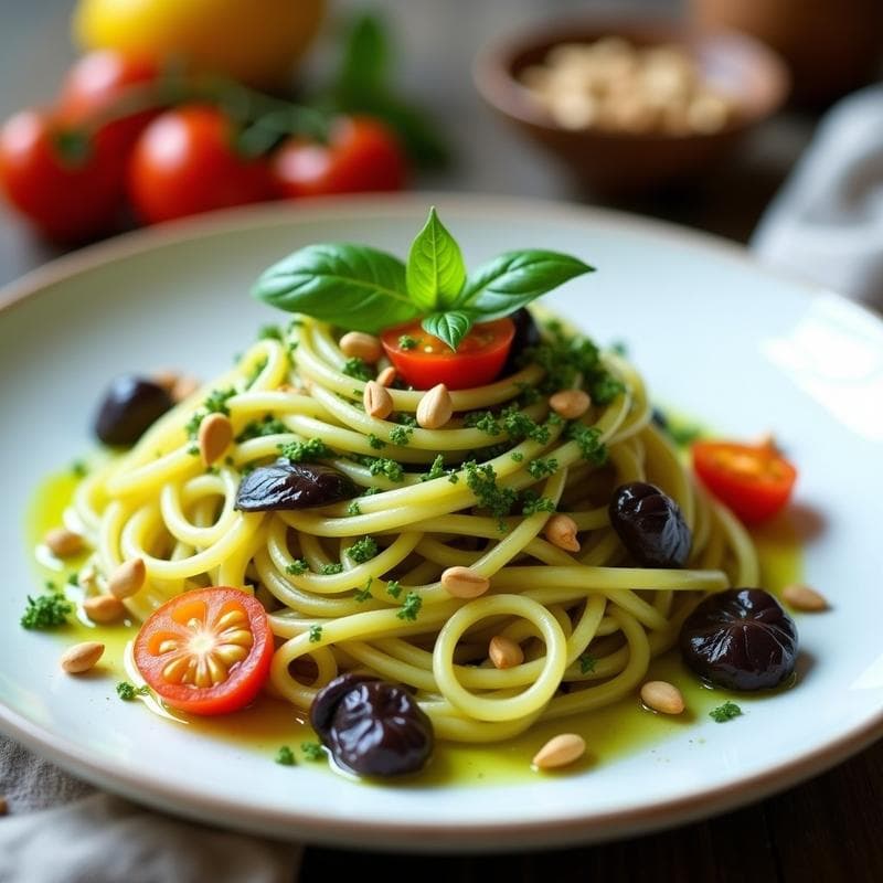 Pasta de Calabaza Espagueti con Pesto de Rúcula y Piñones: Receta Vegana Sin Cocción en 10 Minutos
