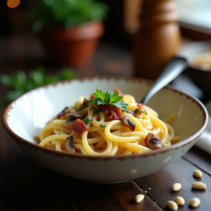 Pasta Carbonara de Coliflor y Champiñones: Versión Keto y Sin Lactosa de un Clásico Italiano