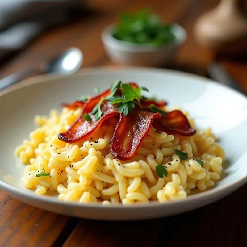 Pasta Carbonara de Coliflor y Tocino de Pavo: Receta Italiana Baja en Calorías