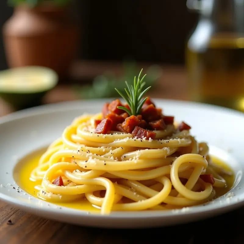 Pasta Carbonara con Huevo de Codorniz y Panceta Ibérica: Receta Gourmet en 15 Minutos