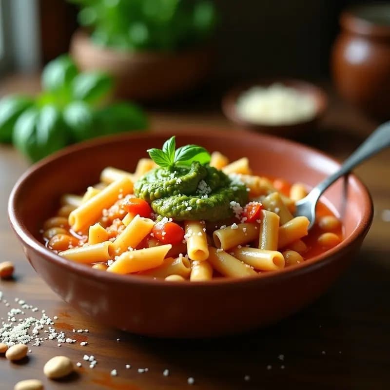 Pasta e Fagioli con Alubias Blancas y Pesto de Albahaca: Receta Italiana Económica y Alta en Fibra