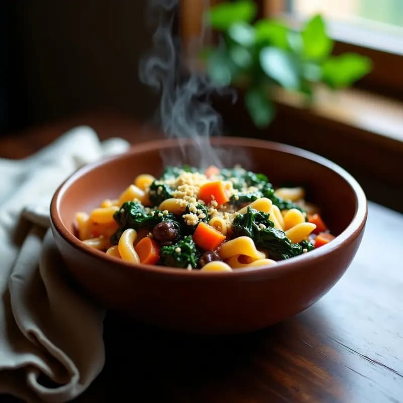 Pasta e Fagioli de Lentejas Negras y Espinacas: Receta Italiana Vegana y Reconfortante
