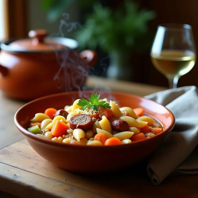 Pasta e Fagioli con Salchichas Veganas: Receta Italiana en Olla Express