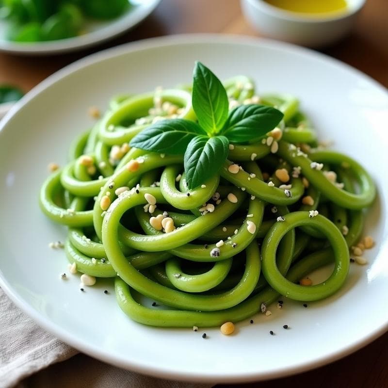 Pasta de Espinacas y Aloe Vera con Pestito de Albahaca: Receta Vegana Sin Gluten