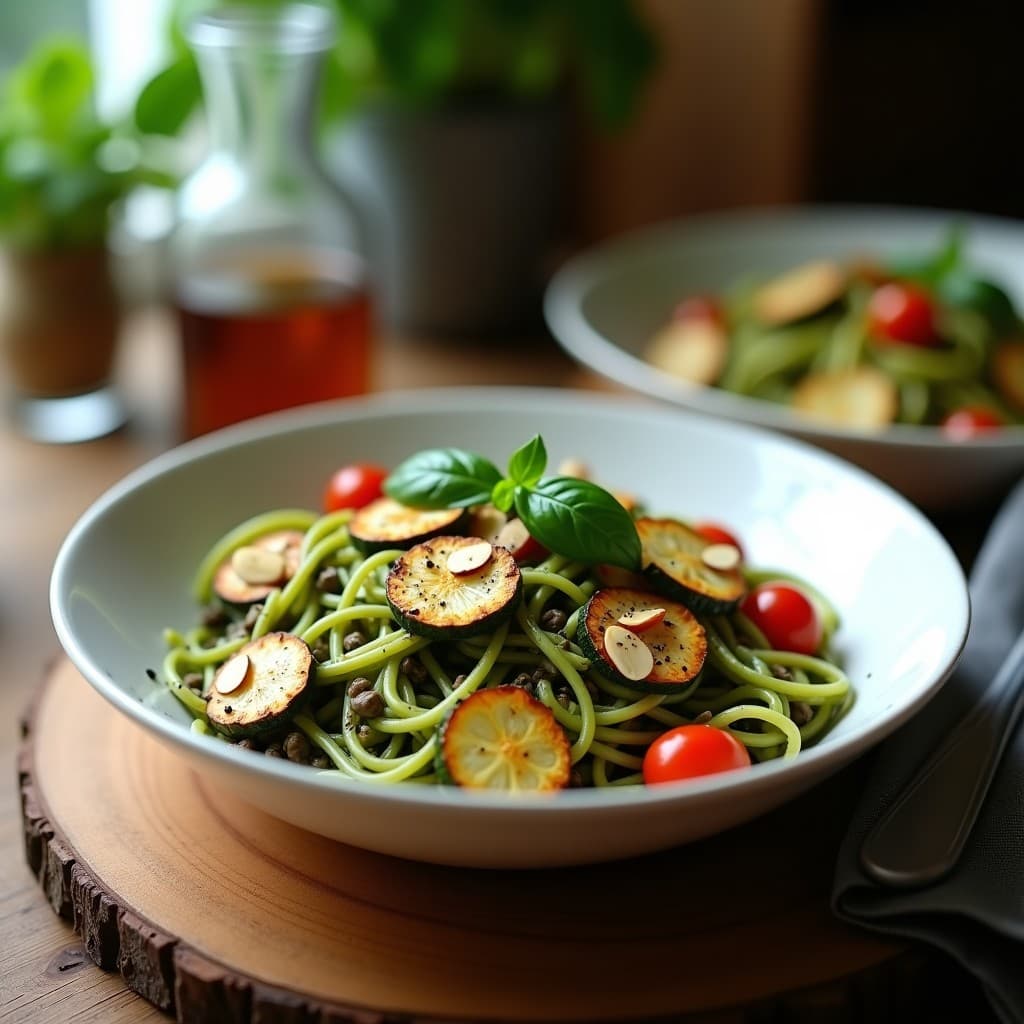 Pasta de Espirulina y Calabacín: Receta Italiana Alta en Proteína en Airfryer