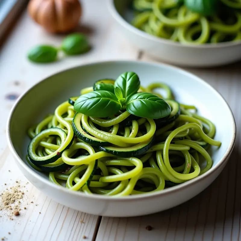 Pasta de Espirulina y Calabacín con Salsa de Ajo Negro: Receta Vegana en Thermomix