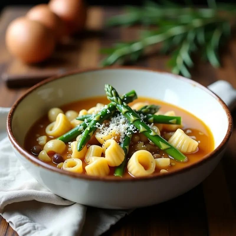 Pasta e Fagioli con Espárragos trigueros: Receta Italiana Keto en Olla Rápida