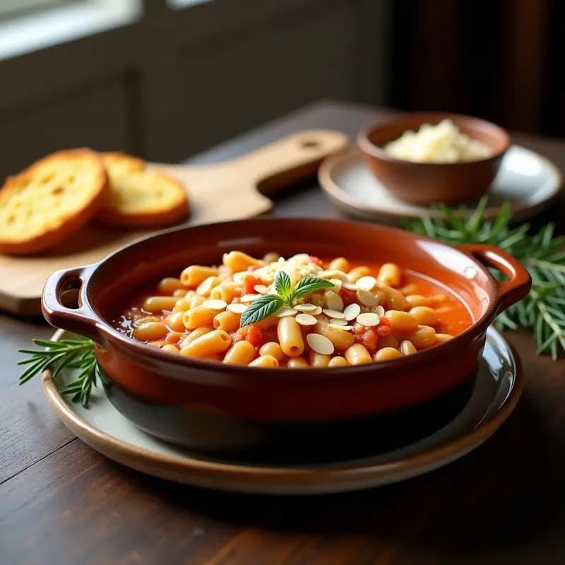 Pasta e Fagioli al Horno con Pan de Maíz: Receta Italiana de Invierno