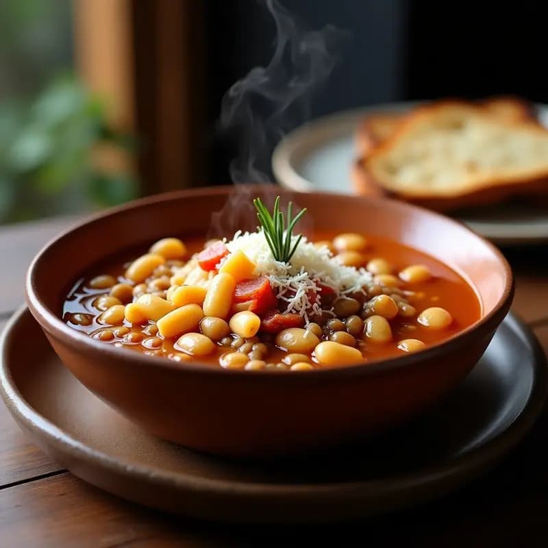 Pasta e Fagioli con Lentejas y Panceta Ahumada: Sopa Italiana de Invierno en Olla Exprés