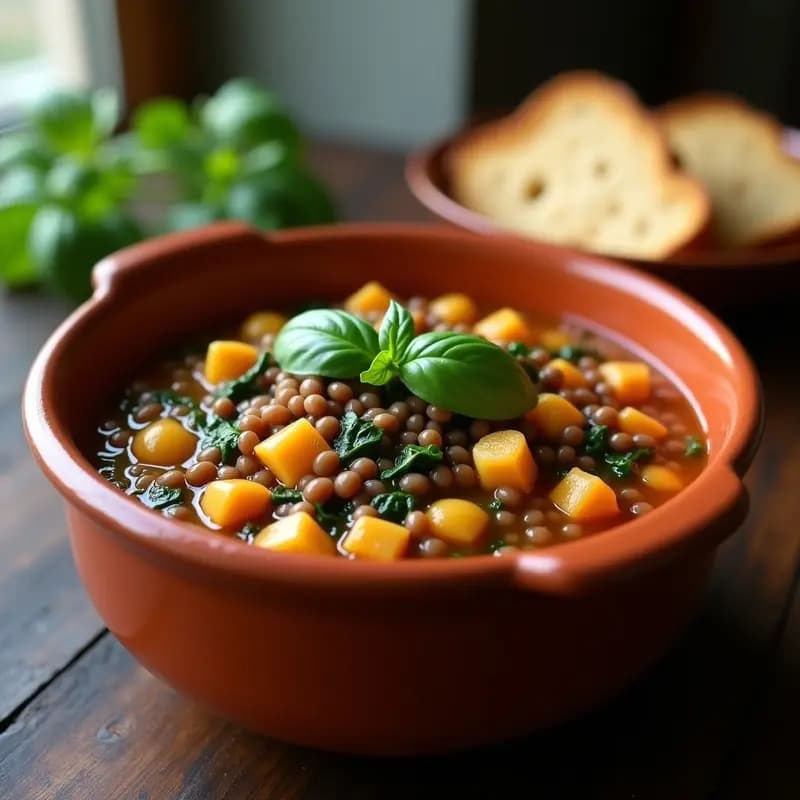 Pasta e Fagioli con Lentejas de Puy: Sopa Italiana Vegana y Alta en Proteína en 25 Minutos