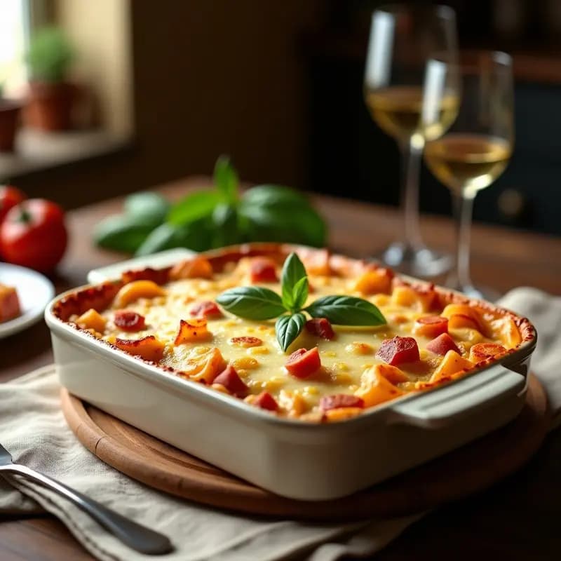 Pasto al Forno Italiano con Tres Quesos y Jamón Crudo: Receta Tradicional al Horno