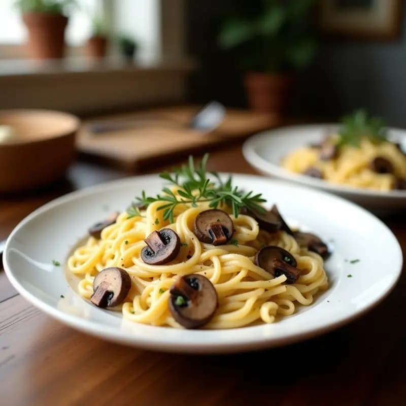 Pasta al Fredo con Champiñones Portobello: Receta Italiana Sin Lácteos y Cremosa
