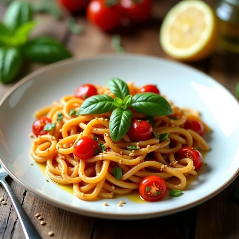 Pasta de Garbanzo con Salsa de Tomate Seco y Aceitunas Verdes: Receta Italiana Keto en 20 Minutos
