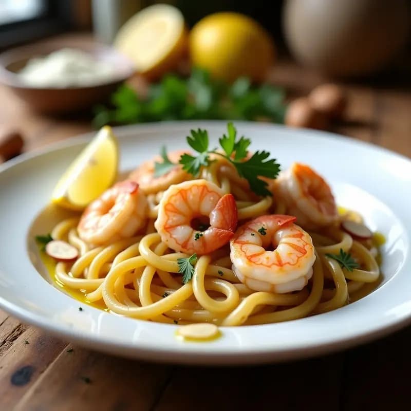 Pasta de Garbanzos con Gambas y Ajo: Receta Italiana Sin Gluten y Alta en Proteína
