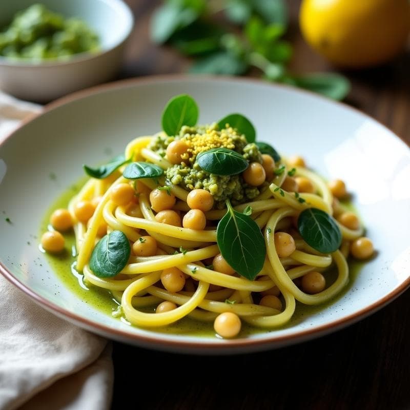 Pasta de Garbanzos con Salsa de Pistacho y Limón: Receta Sin Gluten Alta en Hierro