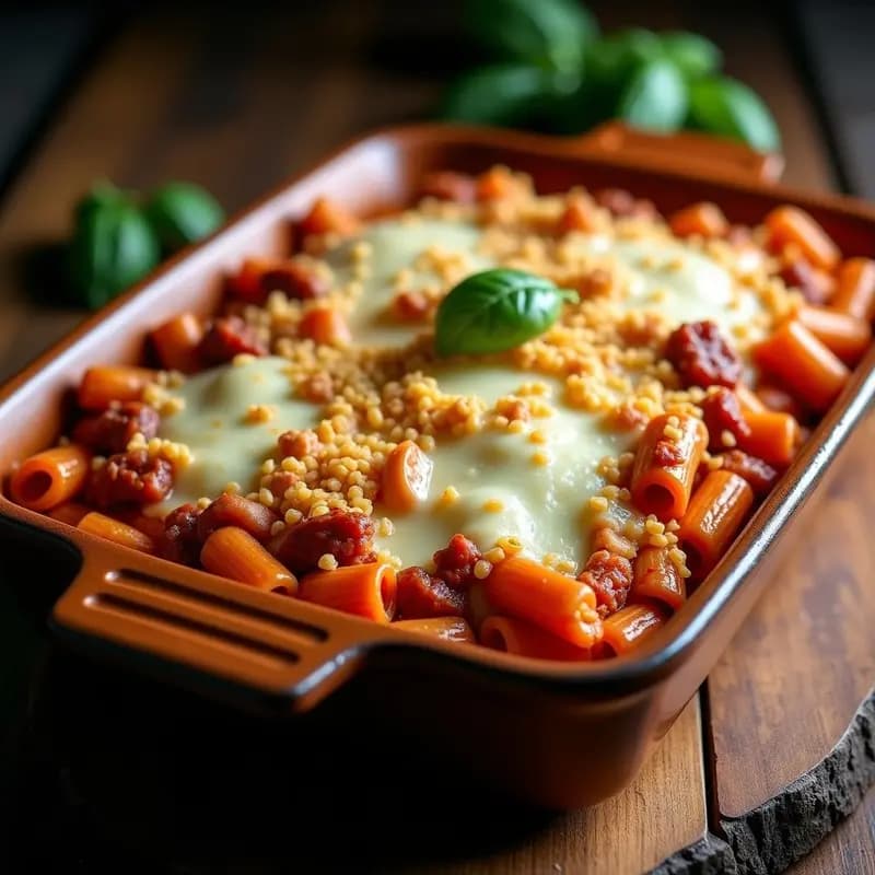 Pasta al Horno con 3 Tipos de Carne y Queso Mozzarella: Comida Reconfortante al Máximo Nivel