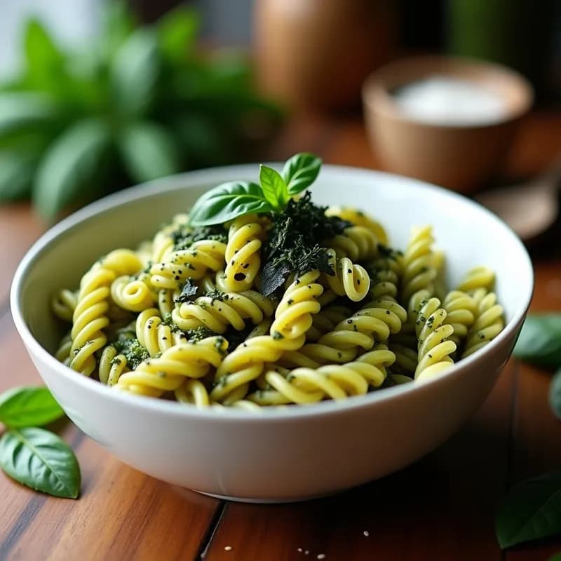 Pasta Integral con Algas Nori y Pesto: Receta Alta en Proteína y Omega-3