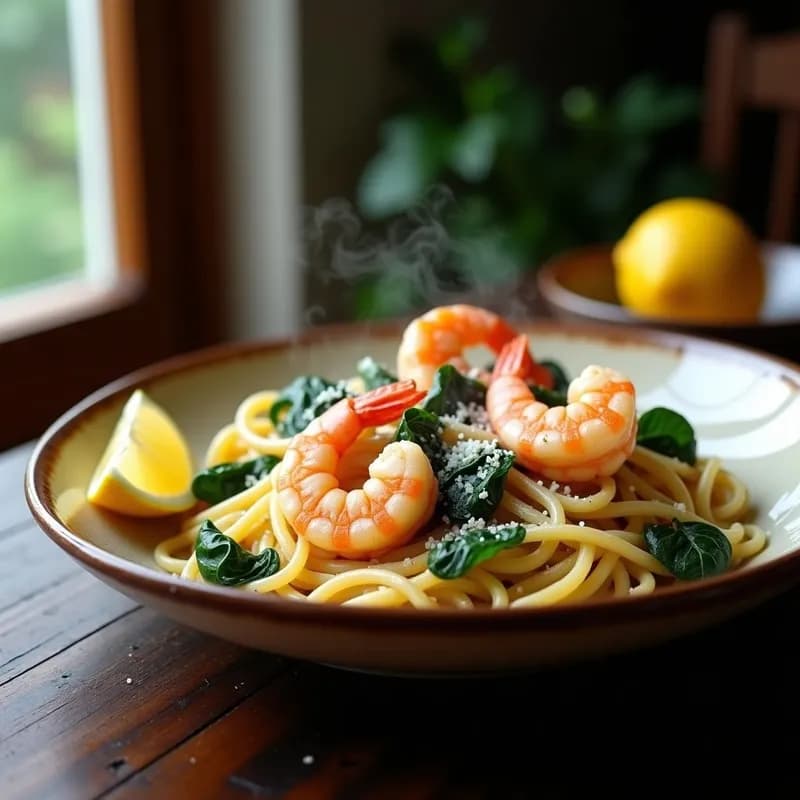 Pasta Integral con Espinacas y Gambas: Receta en Airfryer Sin Remover y Ultracremosa