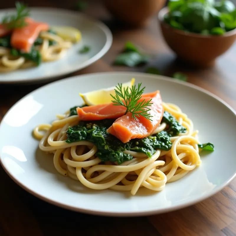 Pasta Integral con Salmón Ahumado y Crema de Espinacas: Receta Rápida y Alta en Omega-3